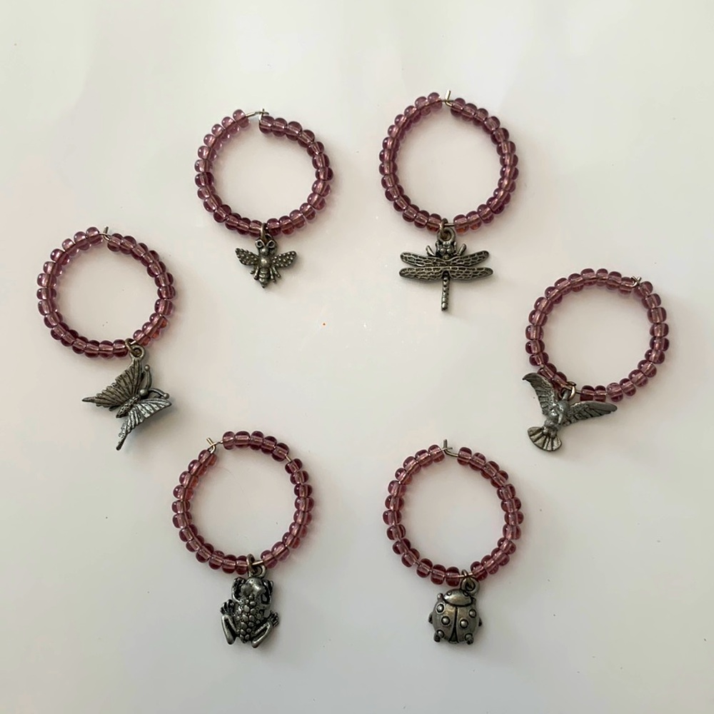 Six “Nature” Wine Stem Rings